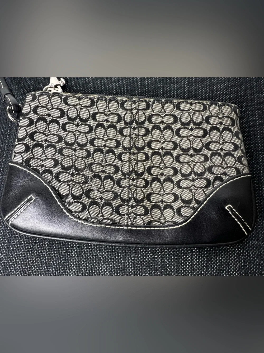 Coach Black and Gray Signature Canvas Wristlet- No Hang Tag